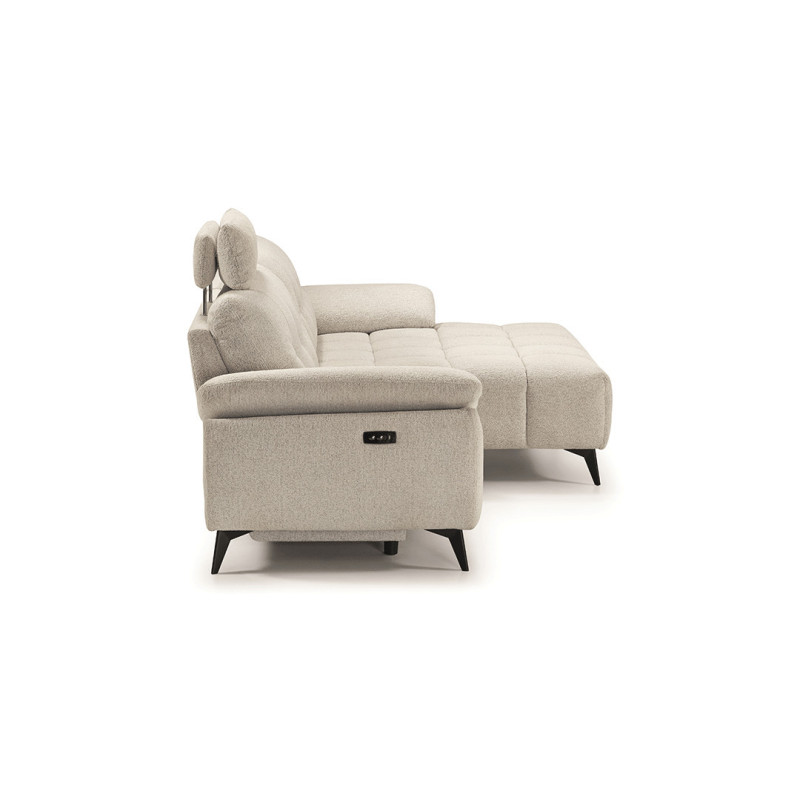 LANZA - Canapé chaise longue, assise coulissante électrique  