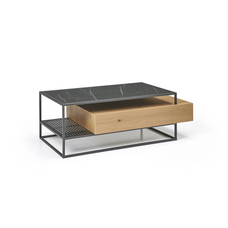 DESK - Bureau relevable dessus céramique sur verre  