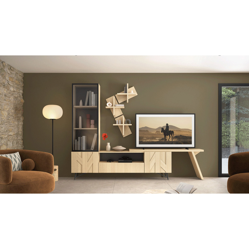 CANOPEE - Meuble TV 2 portes battantes + 1 tiroir  