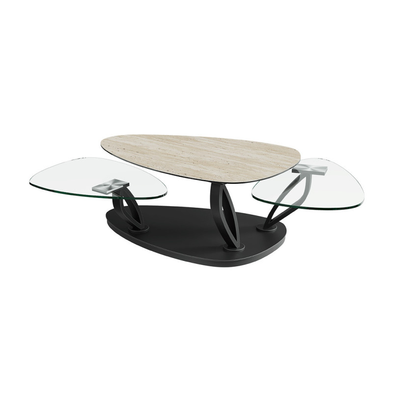 NOLIAS - Table basse plateaux pivotant avec roulettes  