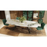 MIRI  - Table plateau céramique ovalisé, 2 allonges  