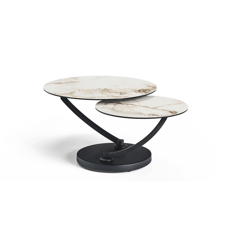 MAGMA  - Table basse double plateau céramique pivotant  