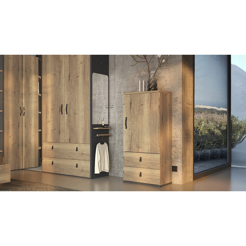 OPERA - Chiffonnier 1 porte 2 tiroirs (Porte reversible)  