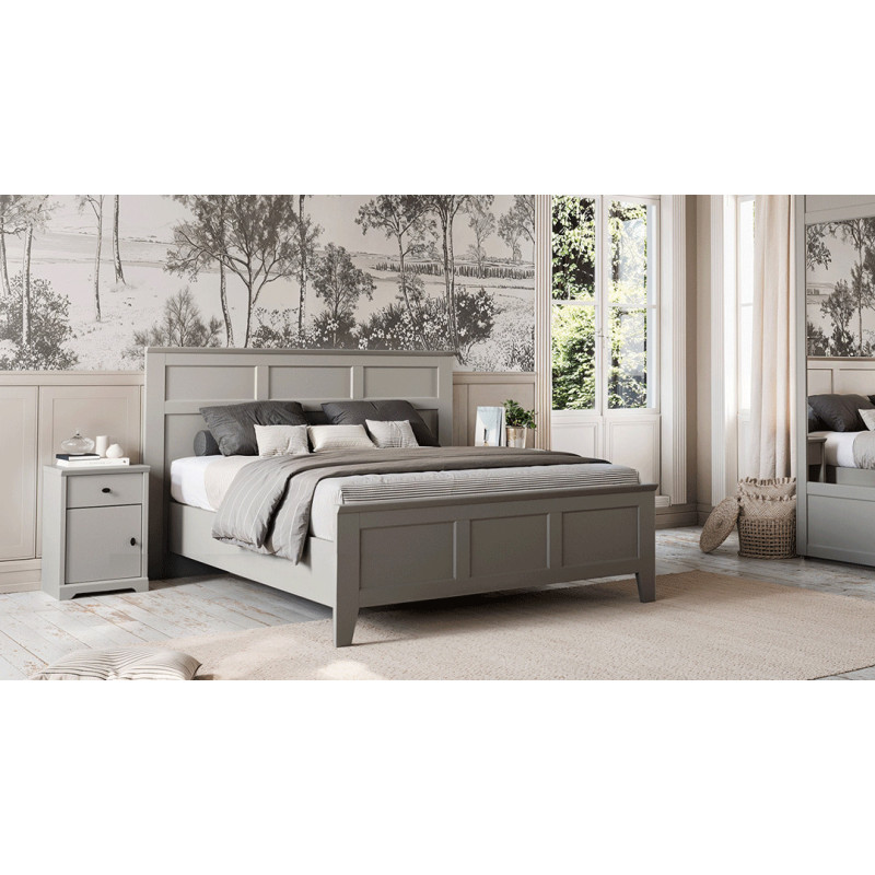 BEAUMONT - Lit tiroir pour couchage 140x190, tête de lit rangement  